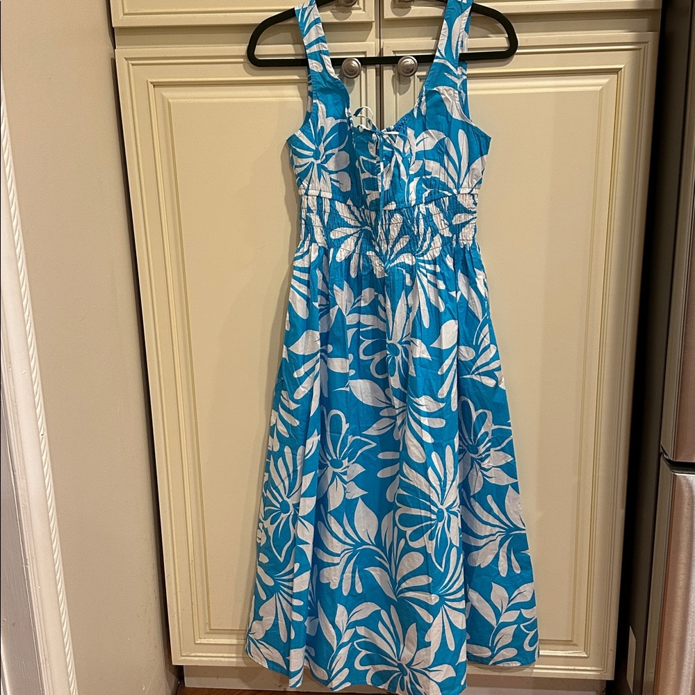 Gap Poplin Smocked Midi Dress
